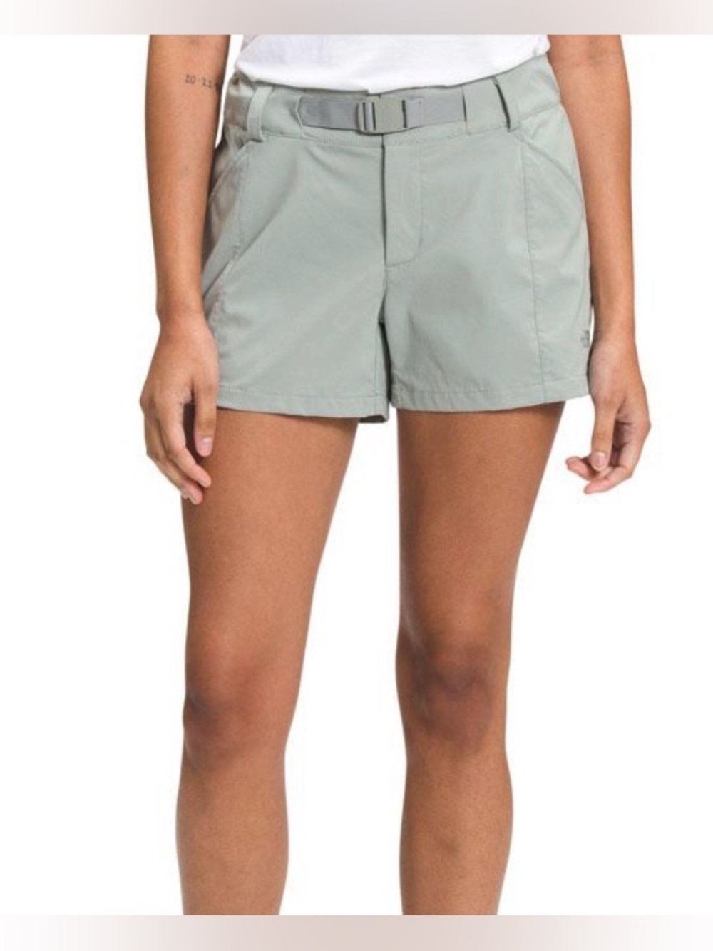 The North Face sage green performance shorts, size 10